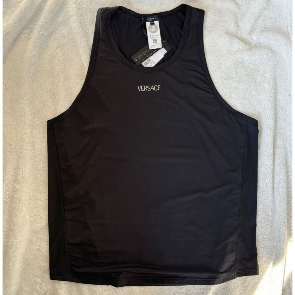 Versace Black Athletic La Greca Tank Top